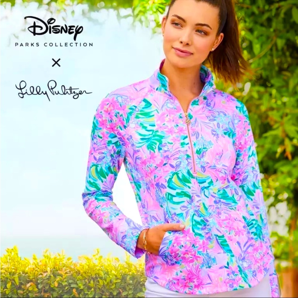 Lilly Pulitzer x Disney Minnie Mouse and Daisy Duck Zip Pullover $148 — SZ L